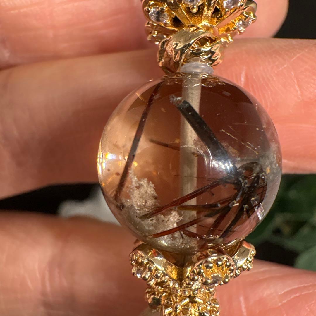 ガーデンレッドルチルクォーツ　ホワイトガーデン　オニキス　ブレスレット