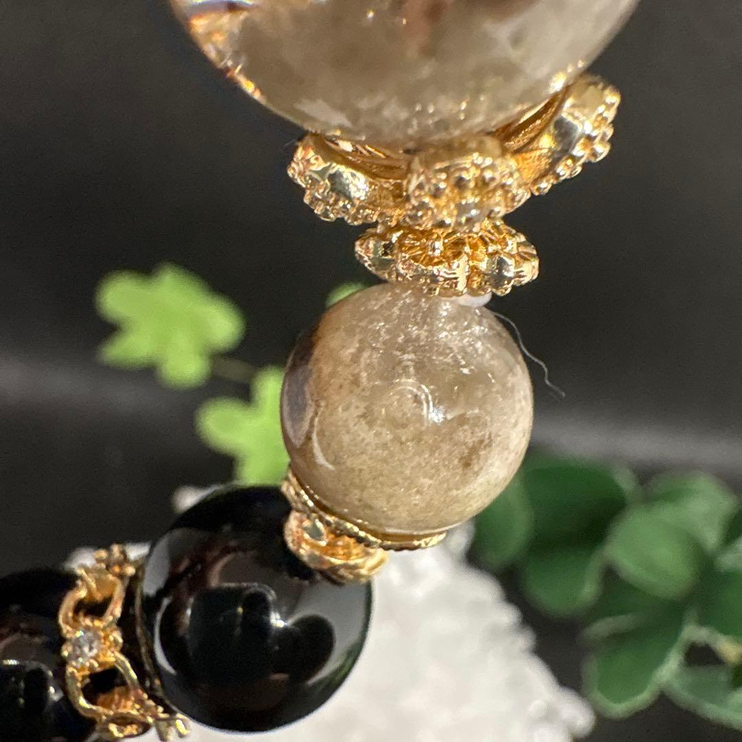 ガーデンレッドルチルクォーツ　ホワイトガーデン　オニキス　ブレスレット