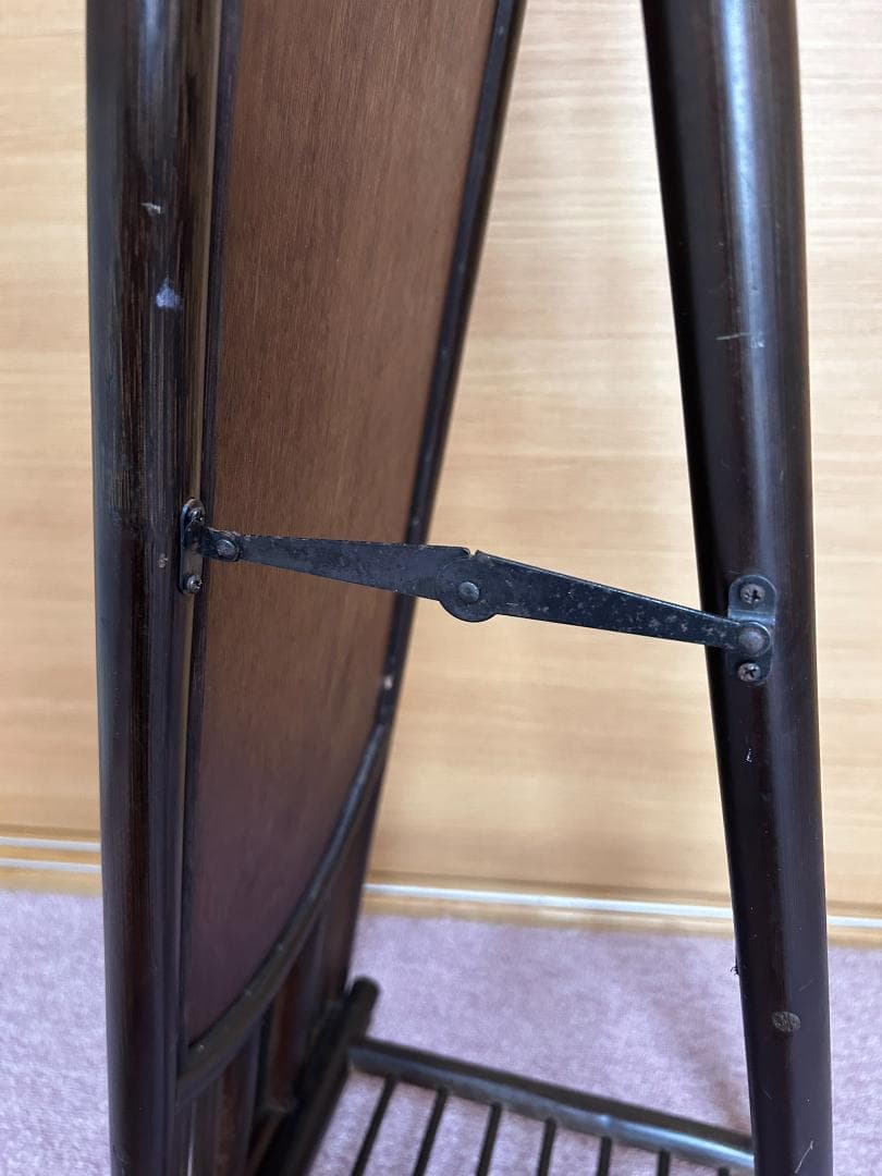 レトロ　ヴィンテージ　モダン　ラタン　姿見　全身鏡　スタンドミラー