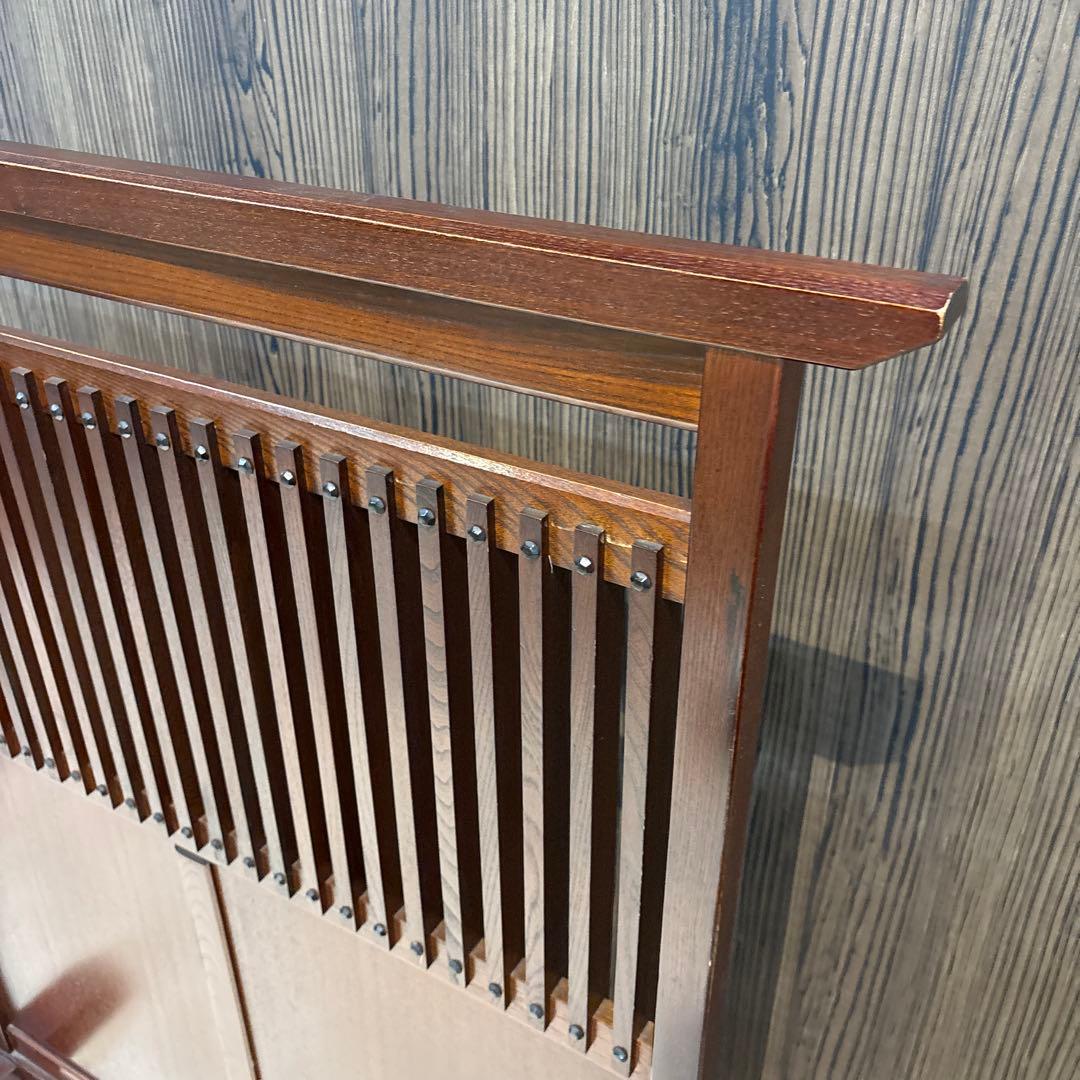 衝立 目隠し 和風 インテリア 昭和レトロ 千本格子 パーテーション　ケヤキ