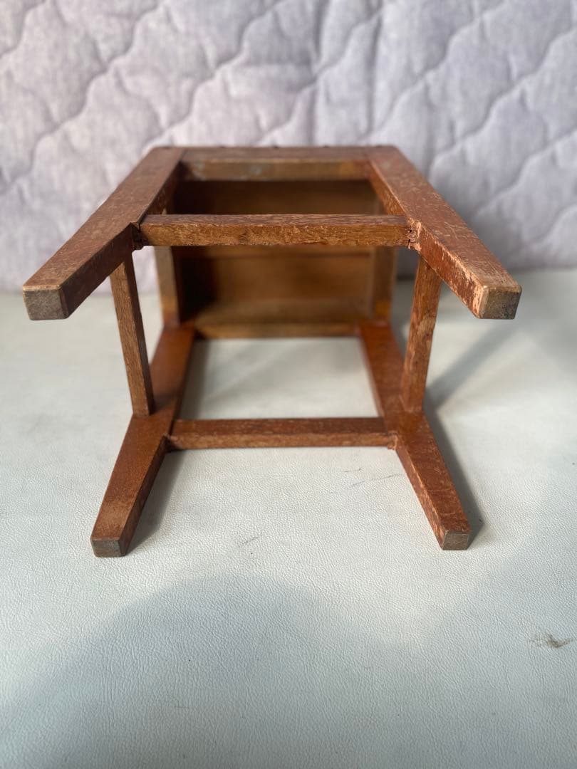 古い 木製 スツール 角椅子 踏み台 古民具 生活骨董 中古品