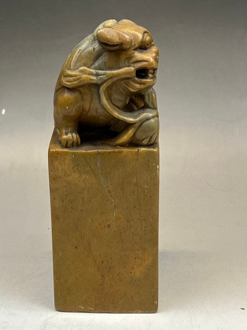 中国 寿山石　獅子彫印材　古印材　2点まとめて　送料込み