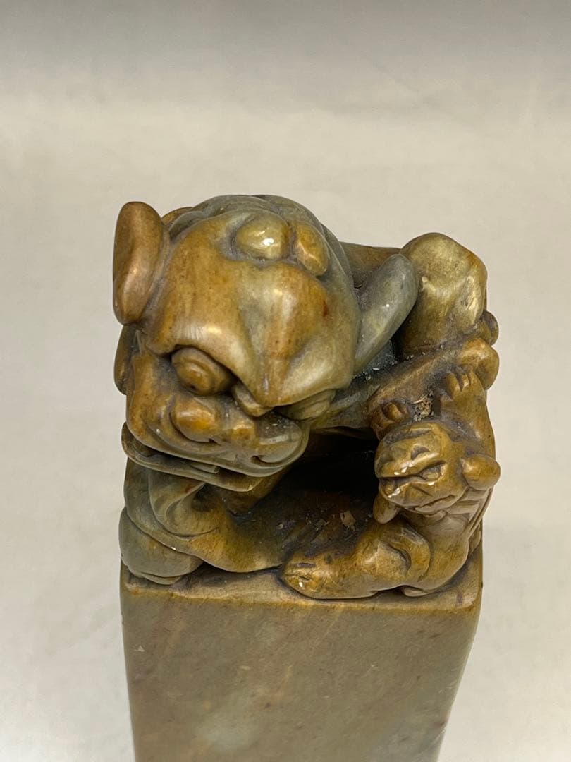 中国 寿山石　獅子彫印材　古印材　2点まとめて　送料込み