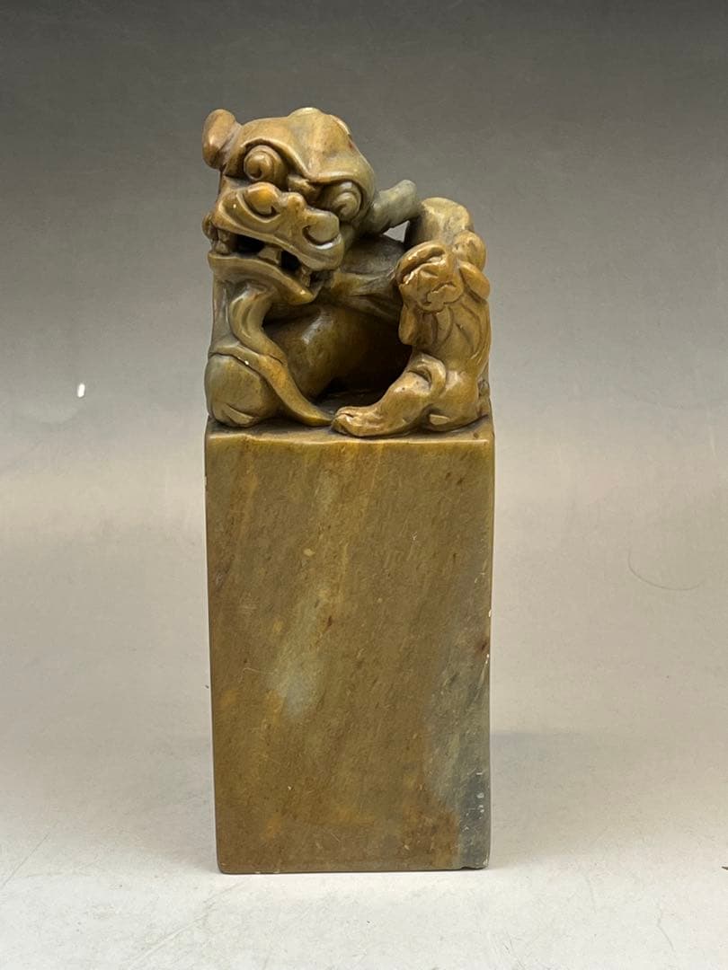 中国 寿山石　獅子彫印材　古印材　2点まとめて　送料込み