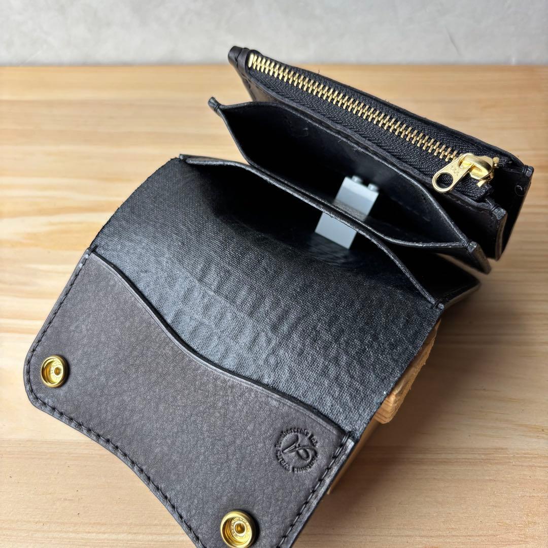 【ブラック&クロコダイル】ショートトラッカーウォレット イタリアンレザー 本革3