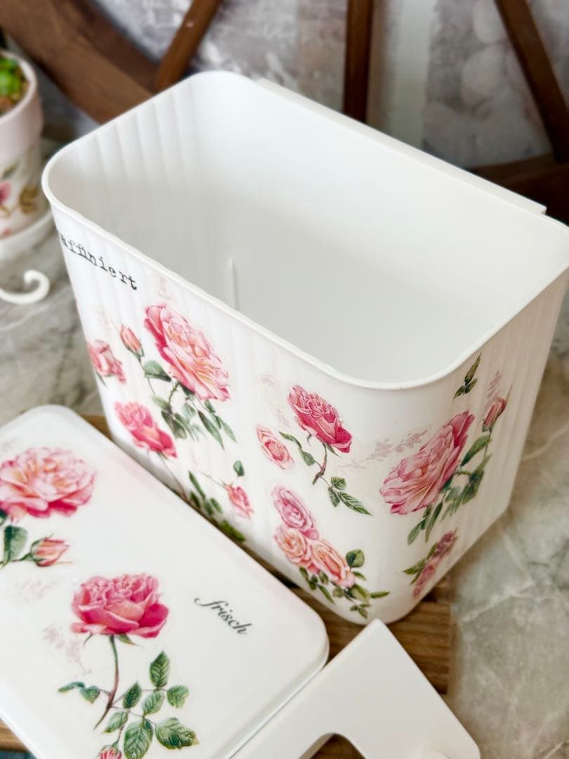 2wayダストBOX※ゴミ箱※収納BOX※掛け型※置き型※デコパージュ薔薇