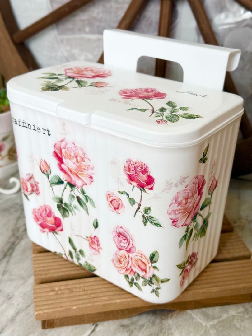 2wayダストBOX※ゴミ箱※収納BOX※掛け型※置き型※デコパージュ薔薇