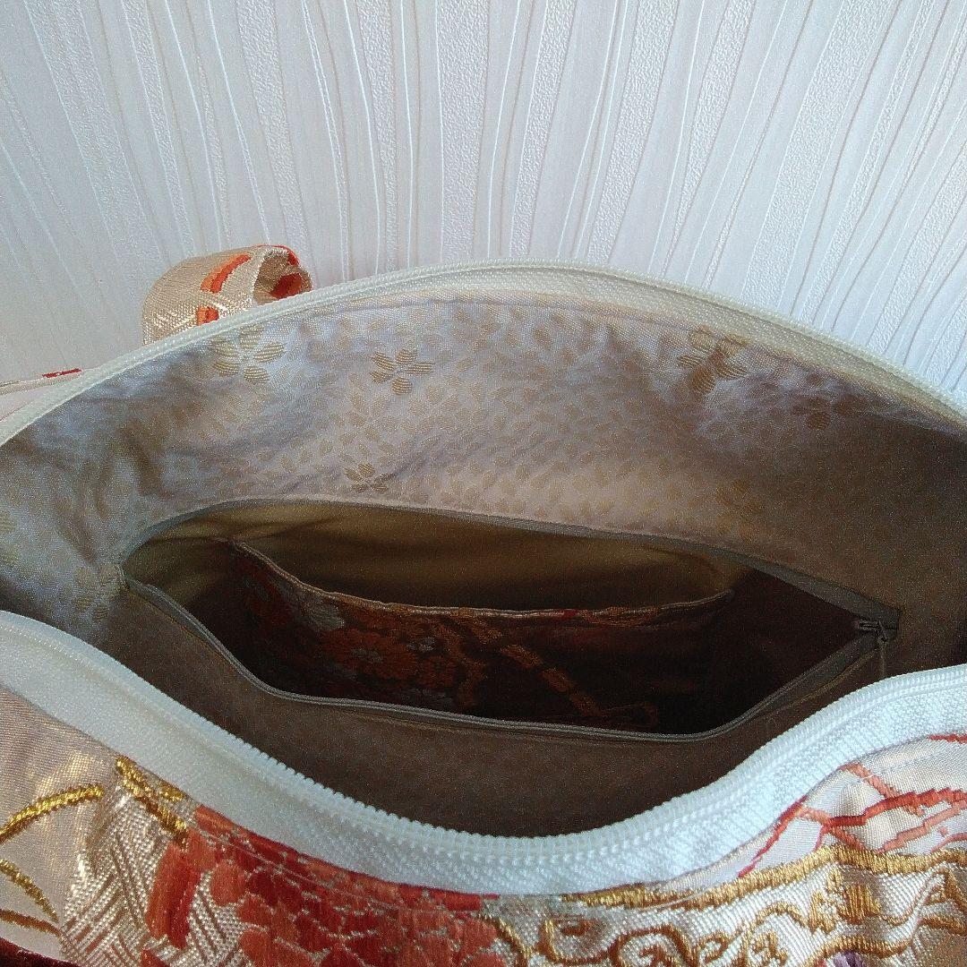 ダーリアページ　あおりポケット付きバッグ (正絹袋帯リメイク)