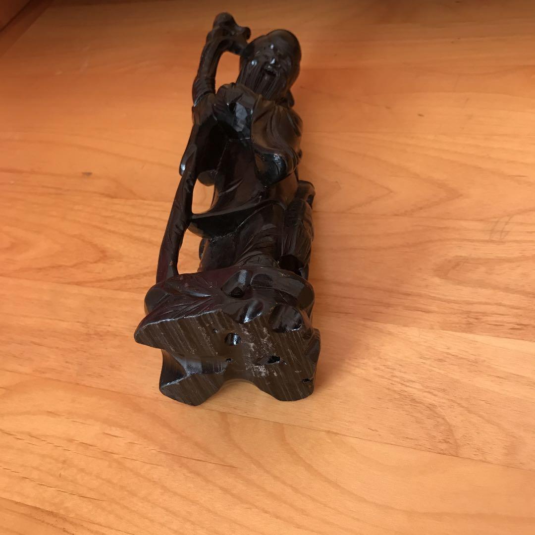 木彫　寿仙人　唐木　黒檀　年代物
