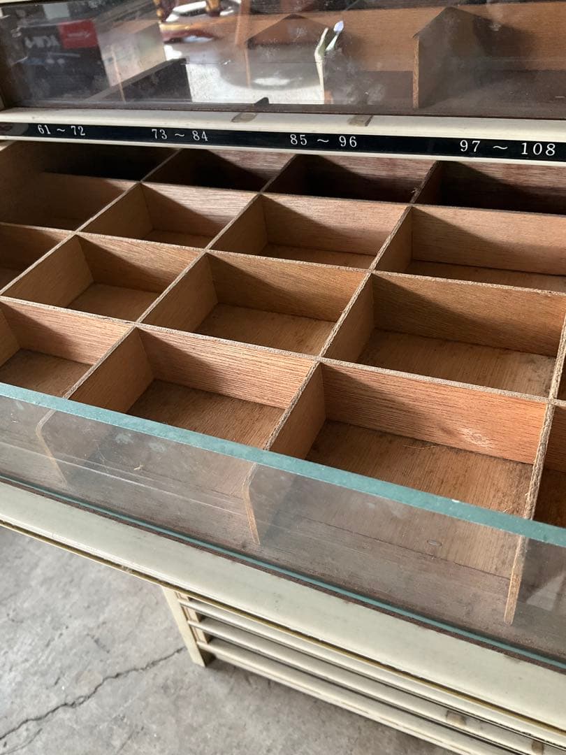 都羽根　糸収納棚　木製 陳列棚 引き出し　15段　昭和レトロ　アンティーク