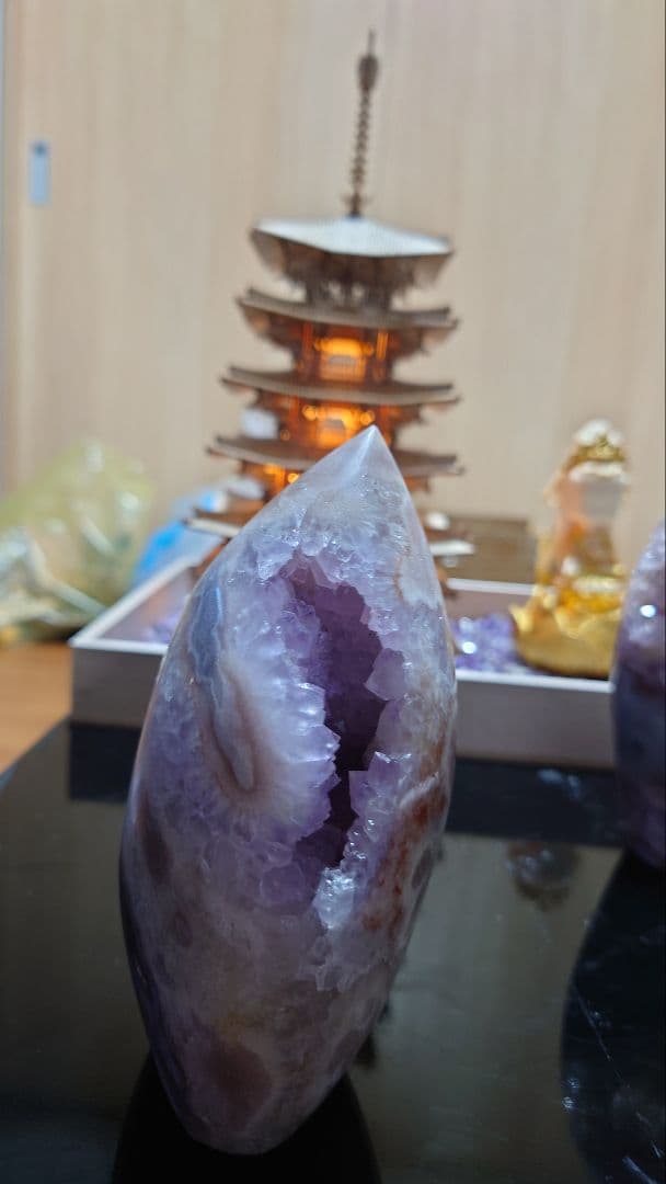 ピンクアメジスト　花瑪瑙　置物2