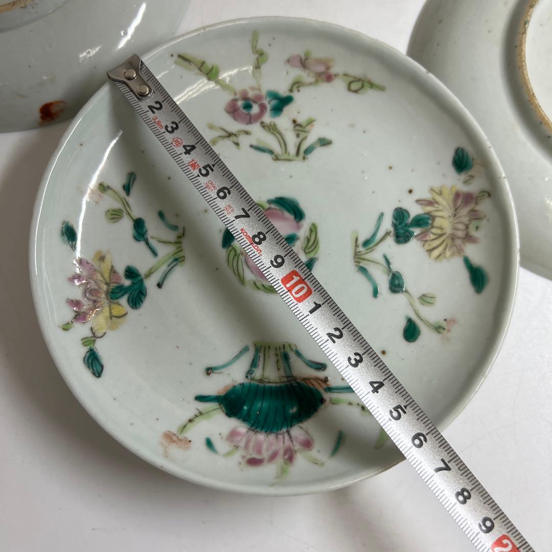 中国清時代　南京粉彩中皿5枚　木箱付　直径約16.5㎝　東Y8-0402☆2F