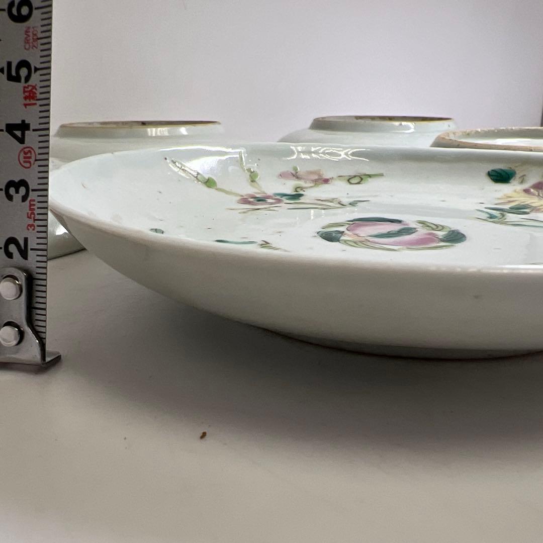 中国清時代　南京粉彩中皿5枚　木箱付　直径約16.5㎝　東Y8-0402☆2F