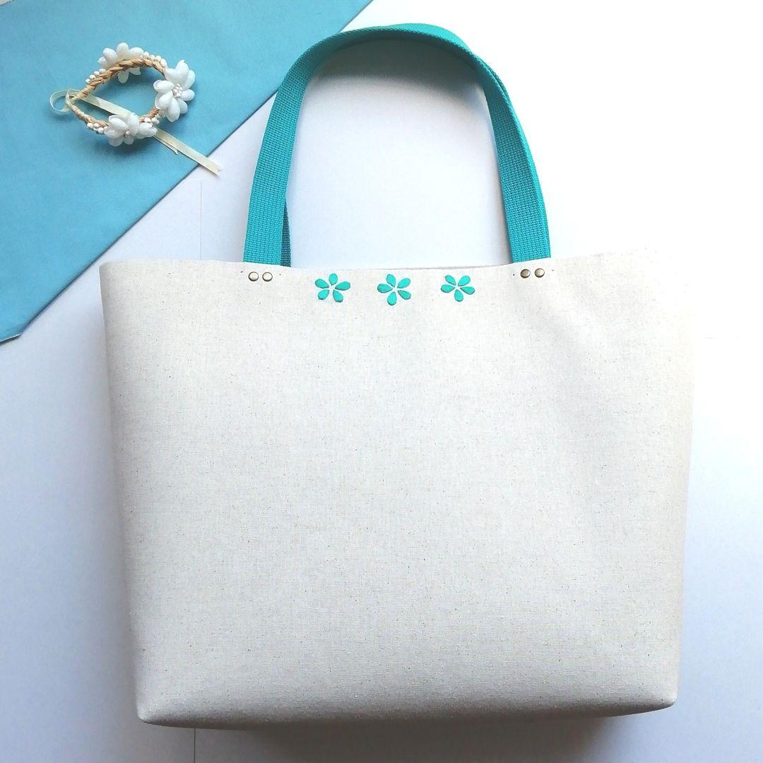 ハワイアンモチーフのハンドメイド·トートバッグ(大)