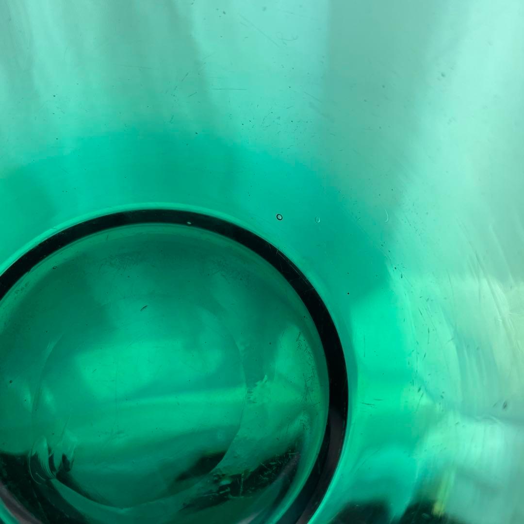 青緑色系のガラスボウル アンティーク　レトロ　気泡　インテリア　コレクション