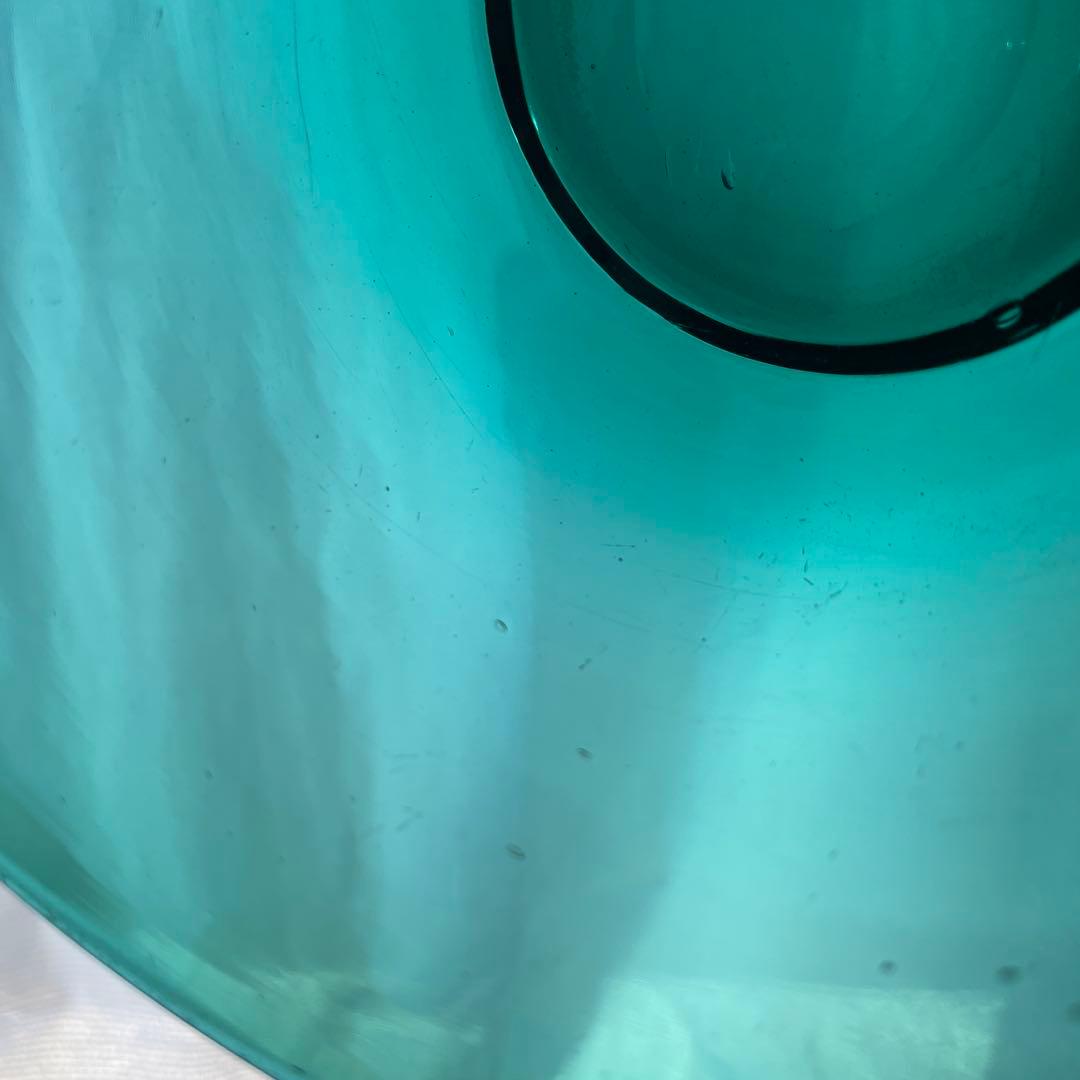 青緑色系のガラスボウル アンティーク　レトロ　気泡　インテリア　コレクション