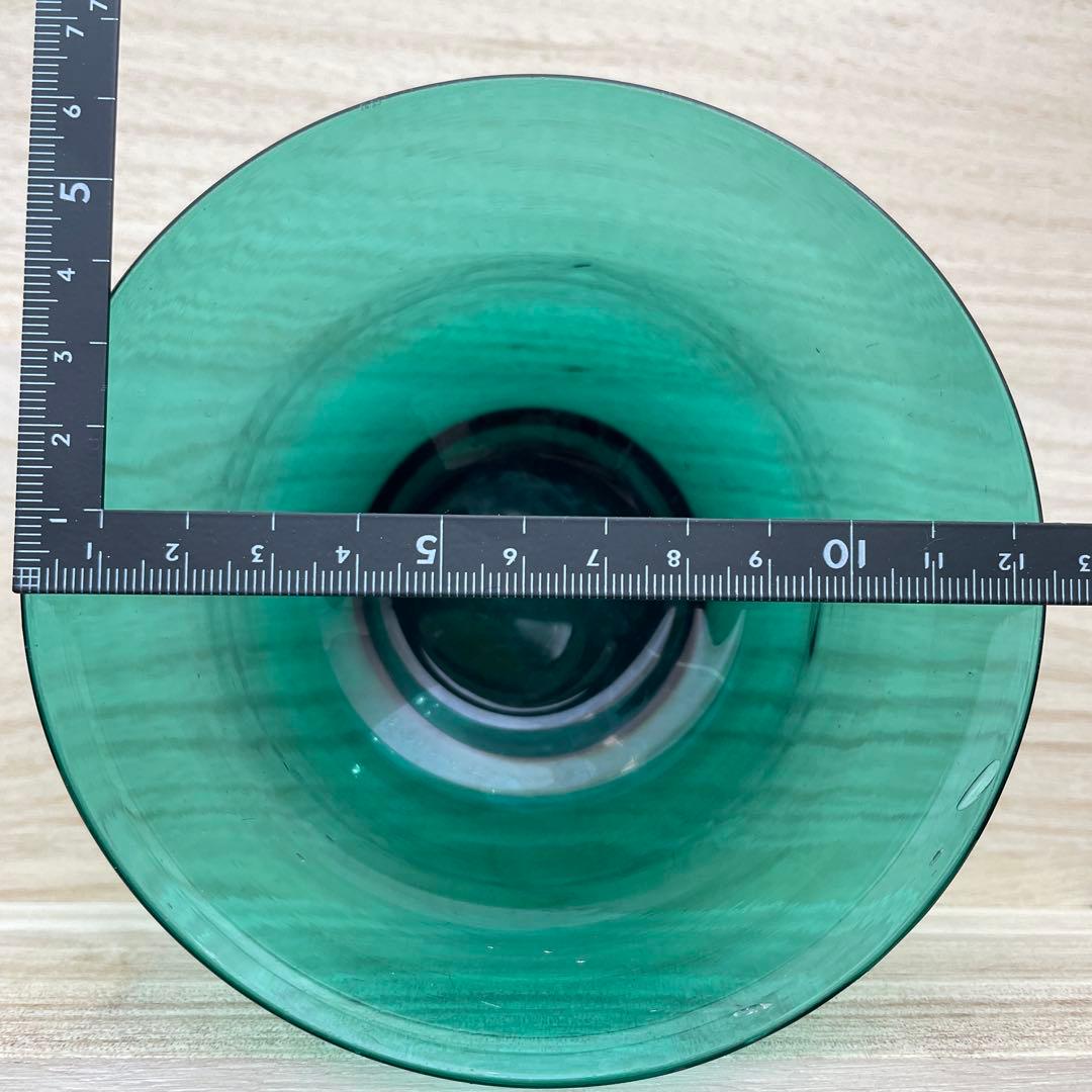 青緑色系のガラスボウル アンティーク　レトロ　気泡　インテリア　コレクション