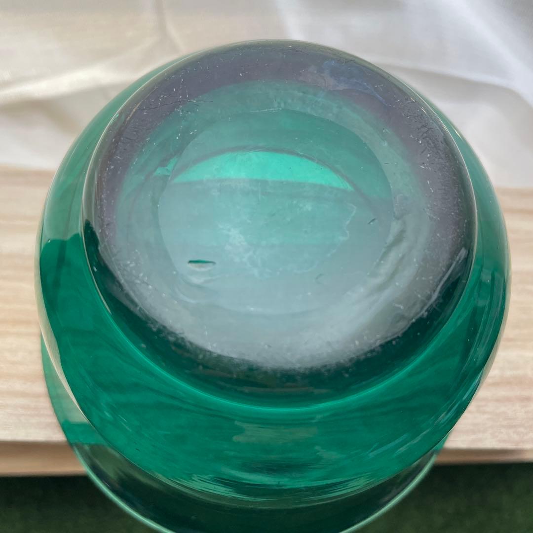 青緑色系のガラスボウル アンティーク　レトロ　気泡　インテリア　コレクション