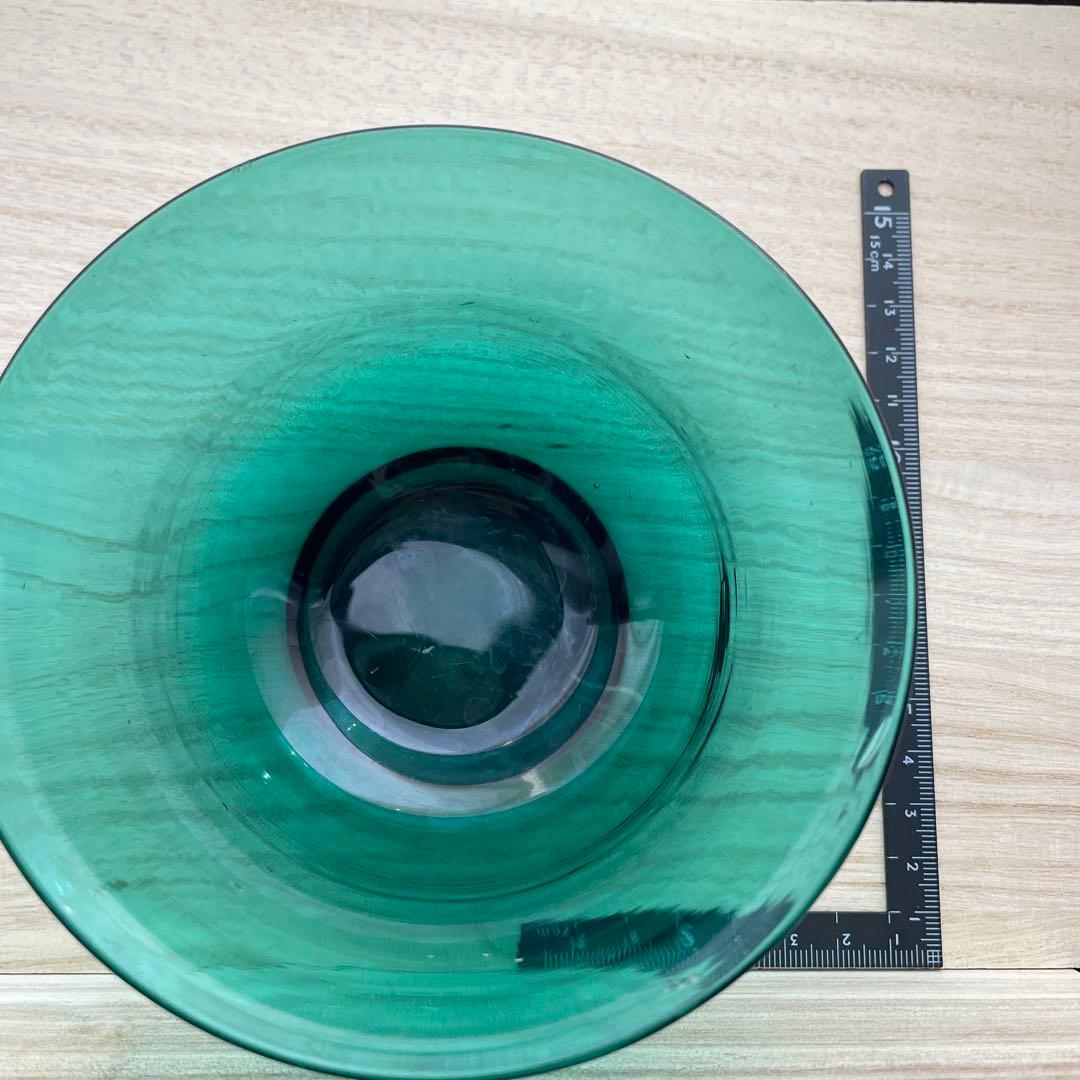青緑色系のガラスボウル アンティーク　レトロ　気泡　インテリア　コレクション