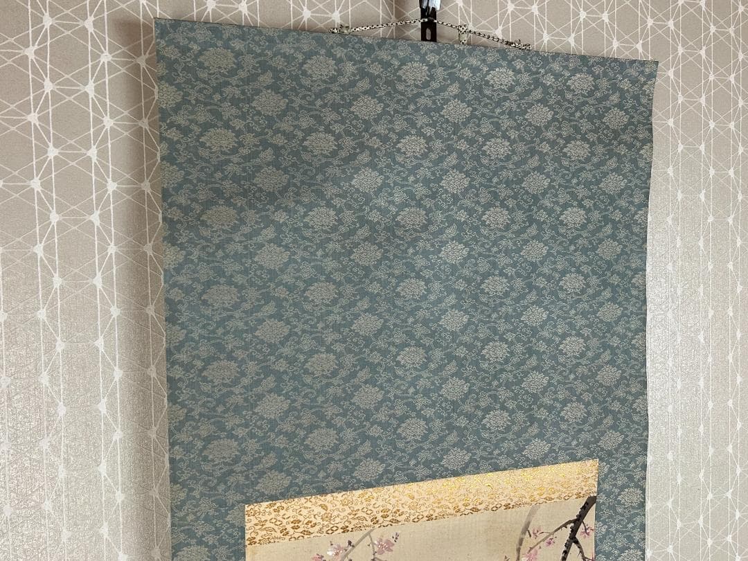 小池裸石 朧月に桜図 絹本 肉筆 掛軸 速水御舟師事 長野 949