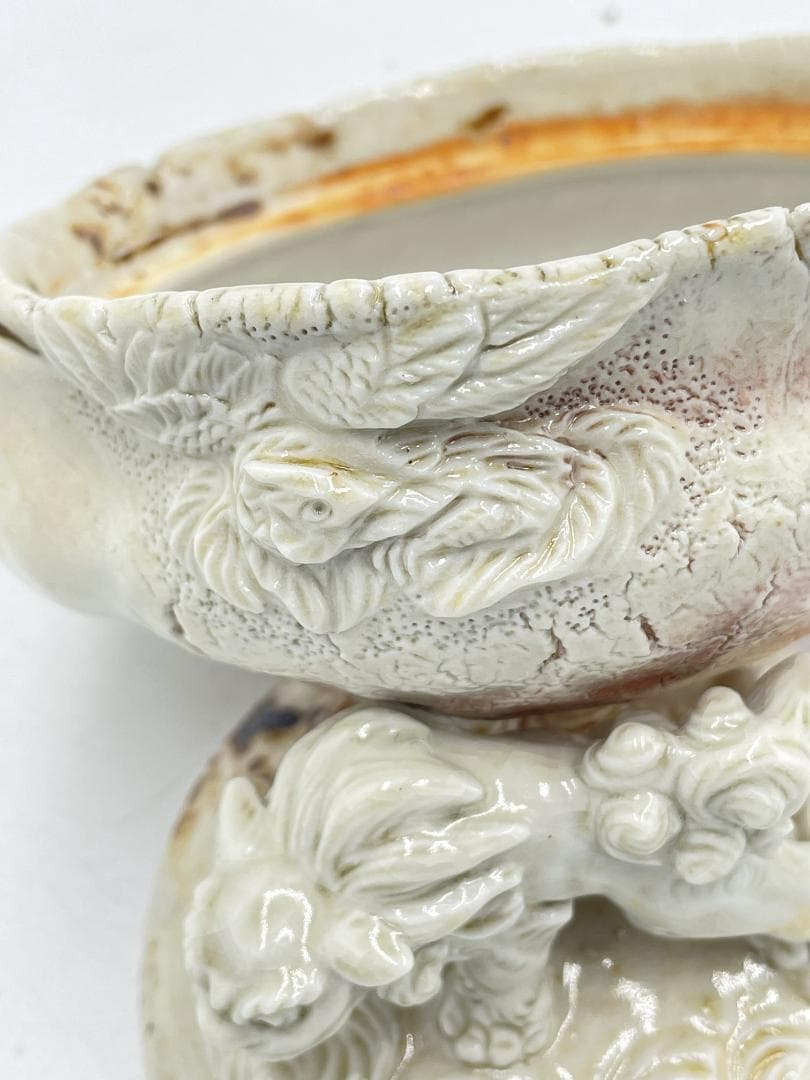 白備前 獅子 宝瓶 手びねり 伝統工芸　NSH-002