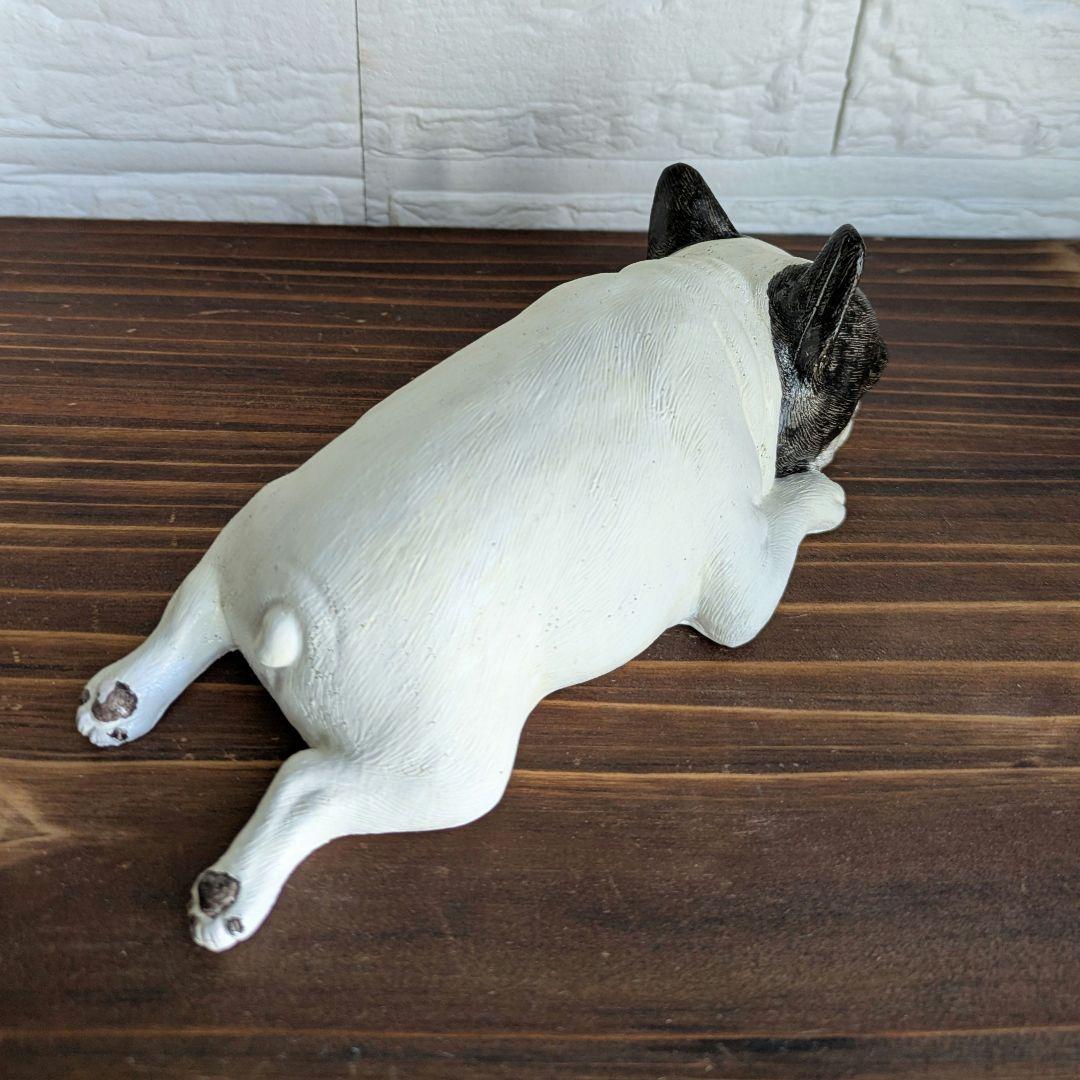 フレンチブルドッグ 置物 パイド うつ伏せ フレブルオブジェ フィギュア