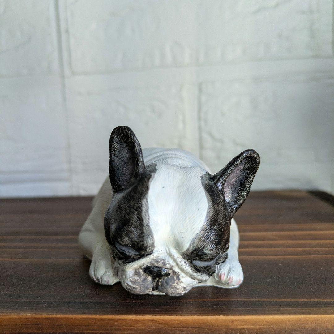 フレンチブルドッグ 置物 パイド うつ伏せ フレブルオブジェ フィギュア