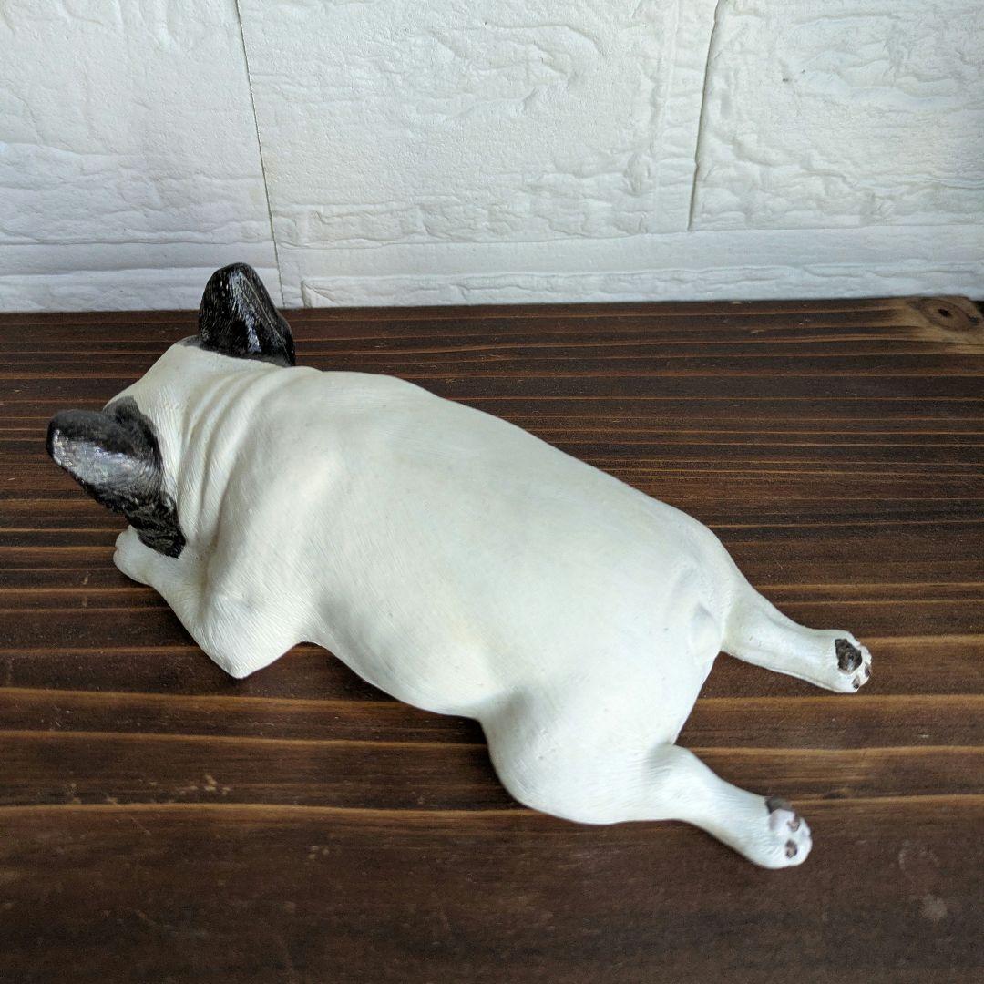 フレンチブルドッグ 置物 パイド うつ伏せ フレブルオブジェ フィギュア