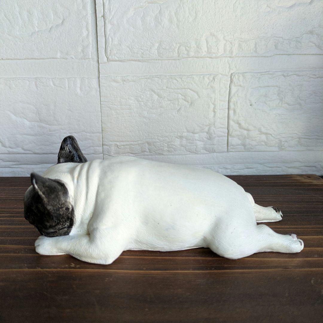 フレンチブルドッグ 置物 パイド うつ伏せ フレブルオブジェ フィギュア