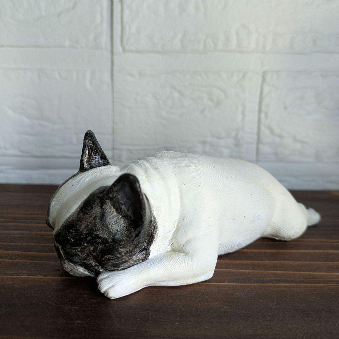 フレンチブルドッグ 置物 パイド うつ伏せ フレブルオブジェ フィギュア