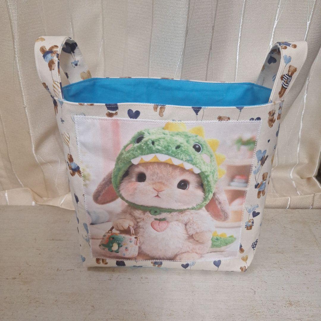 激レアパグパネル生地　ハンドメイド　まちなしバッグ　布バスケット　フラットポーチ