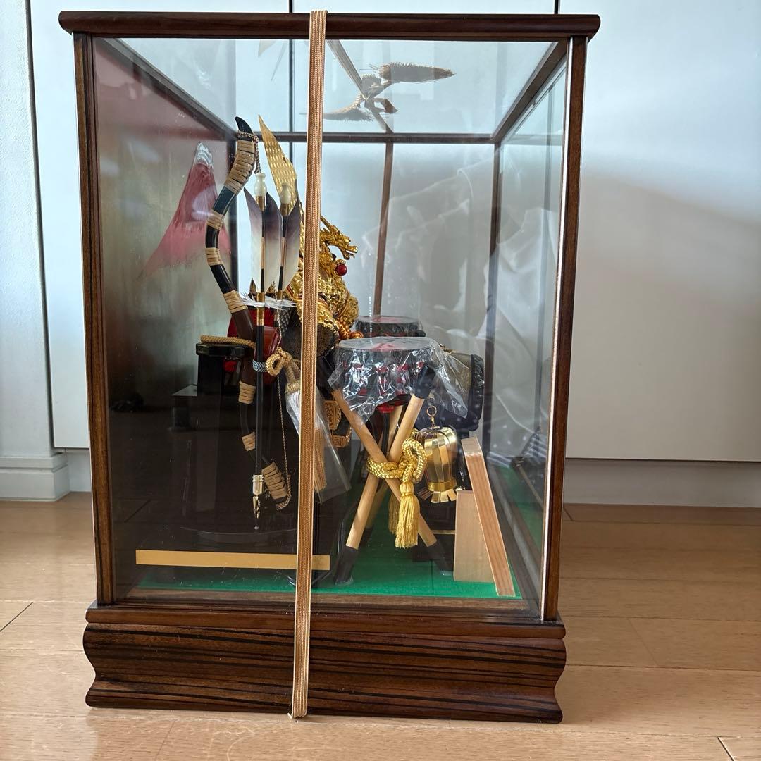 【美品】五月人形 兜 兜飾りガラスケース付き オルゴール付き　12号　端午節句