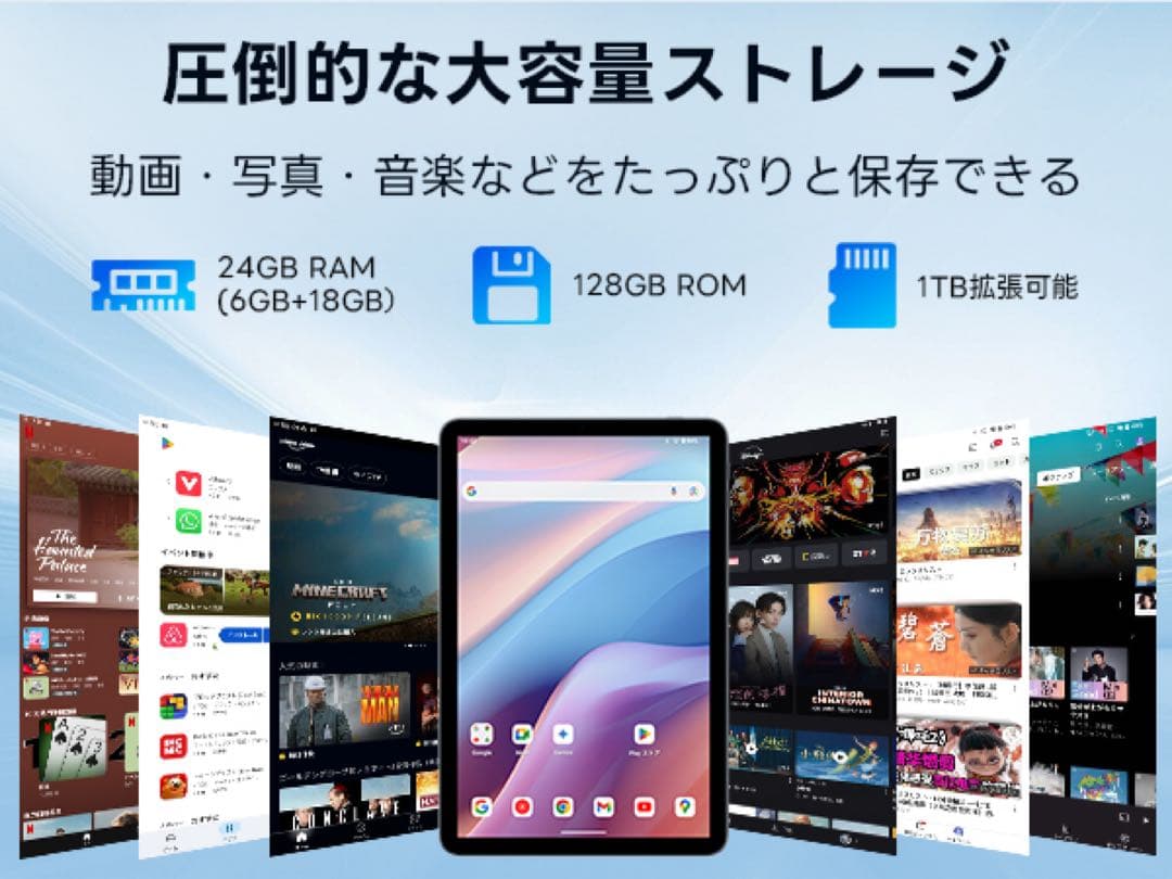 Android15 タブレット 10.1インチ 大画面 Type-C 128