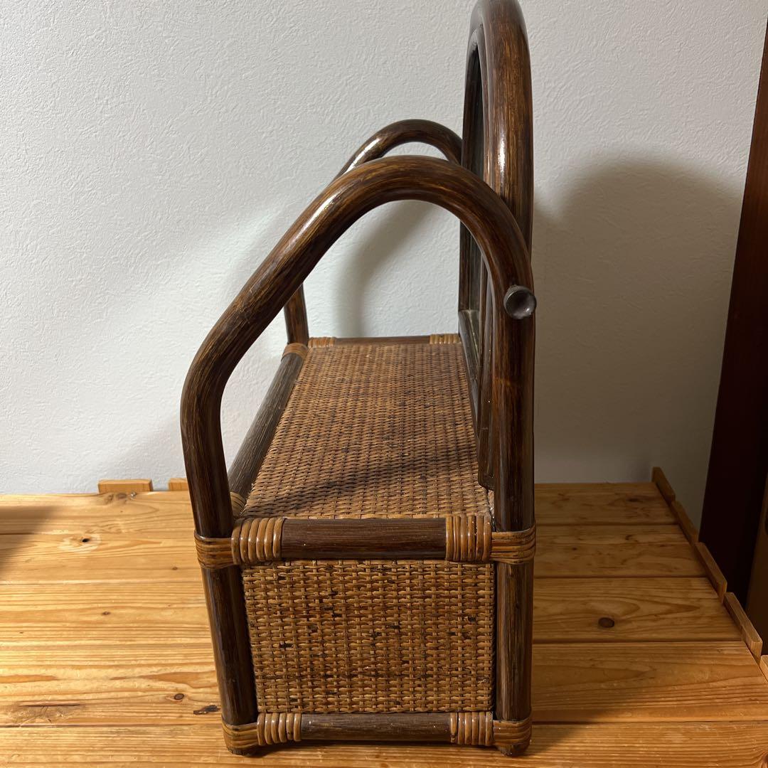 ラタン製　ミラー付きドレッサー　レトロ