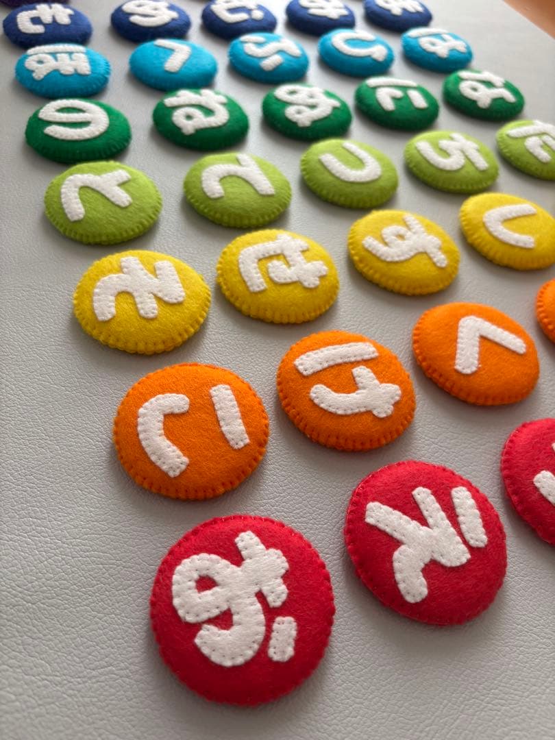 ハンドメイド　ひらがな、濁点小さい文字、アルファベット　フェルトマグネット