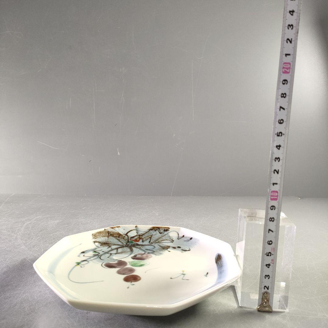 A1139-5/九谷福美 造/色絵野菜絵替八角皿5客/銘々皿/飾皿/懐石道具/
