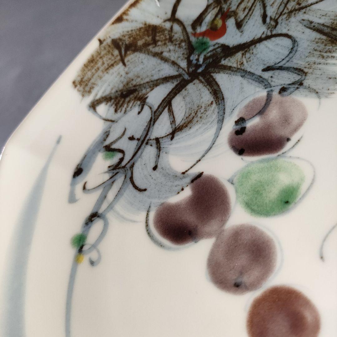 A1139-5/九谷福美 造/色絵野菜絵替八角皿5客/銘々皿/飾皿/懐石道具/