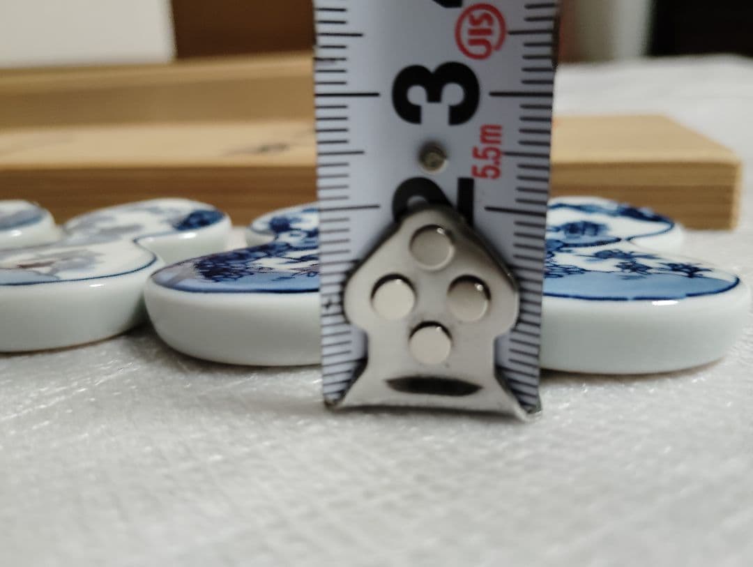 未使用　有田焼　源右衛門　箸置き　染付　山水人　瓢箪　箸置　箸置5客　共箱