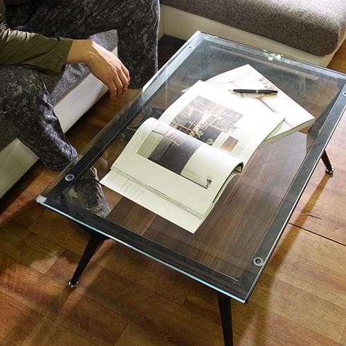 【新品・送料無料】ガラスリビングテーブル クレア 幅80cm ダークブラウン