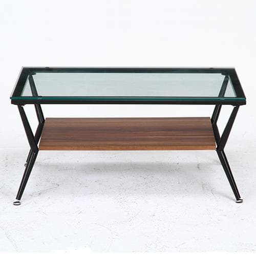 【新品・送料無料】ガラスリビングテーブル クレア 幅80cm ダークブラウン