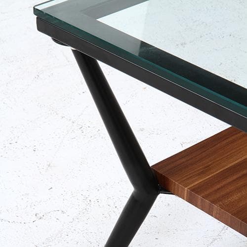 【新品・送料無料】ガラスリビングテーブル クレア 幅80cm ダークブラウン