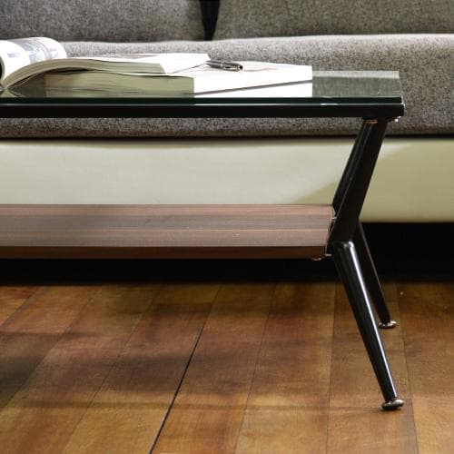 【新品・送料無料】ガラスリビングテーブル クレア 幅80cm ダークブラウン