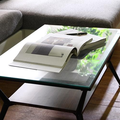 【新品・送料無料】ガラスリビングテーブル クレア 幅80cm ダークブラウン