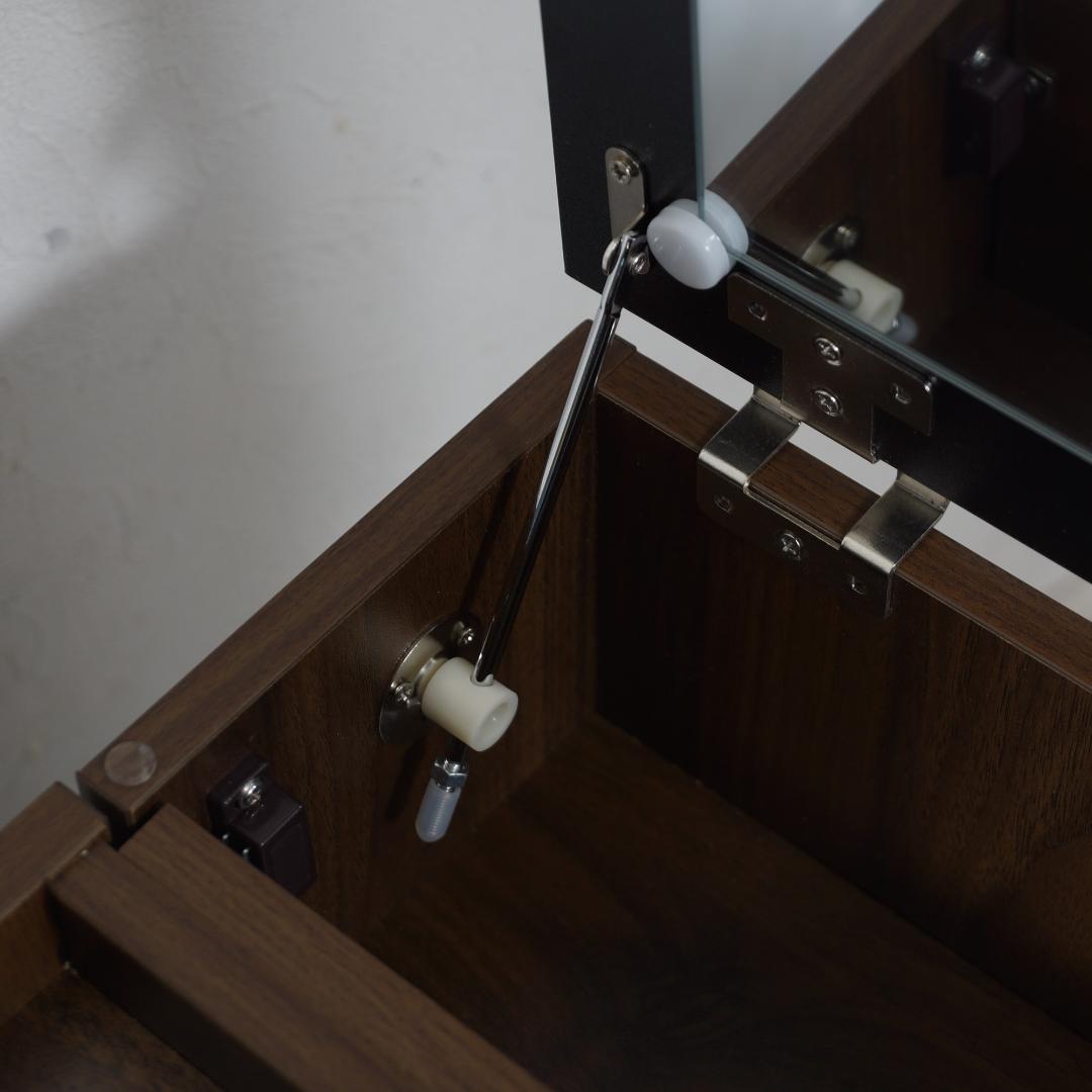 新品 スリム コスメワゴン ミラー付き 完成品 ダークブラウン ドレッサー 鏡台