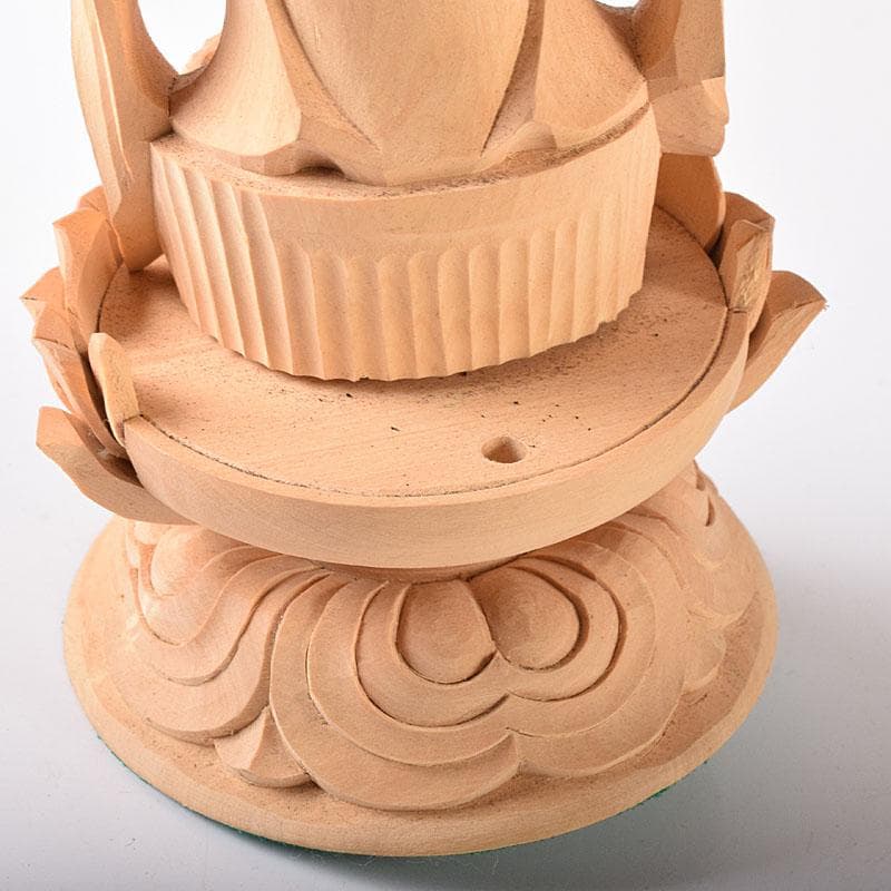 仏教美術　木彫　観音菩薩像　仏像　置物　木箱付　C　7604C