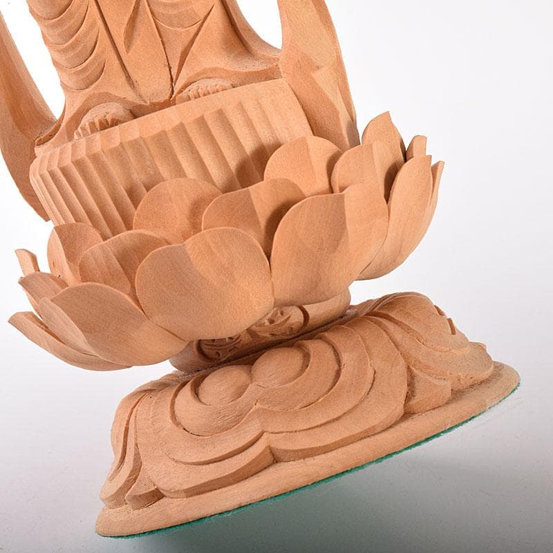 仏教美術　木彫　観音菩薩像　仏像　置物　木箱付　C　7604C