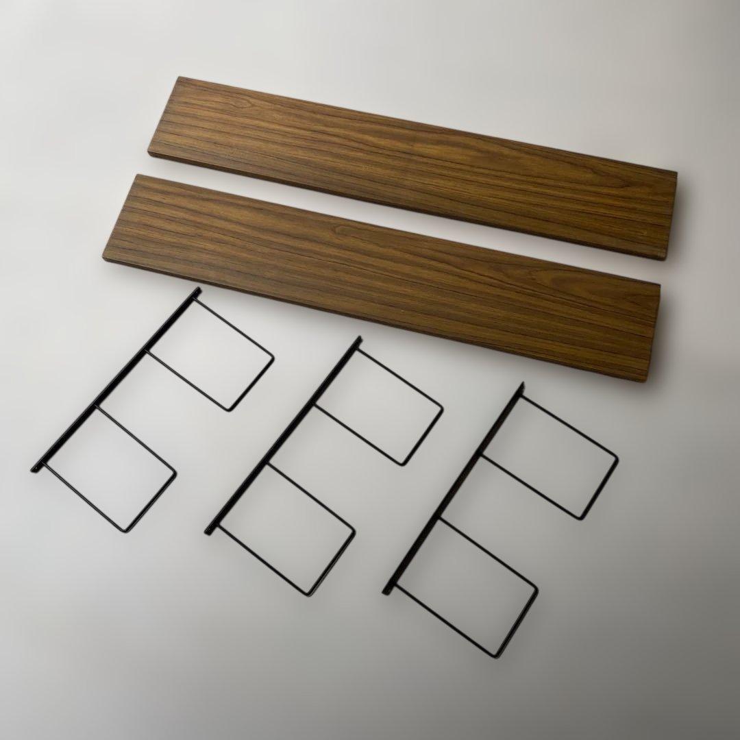 デンマーク ヴィンテージ チーク アイアン ウォールシェルフ ミッドセンチュリー