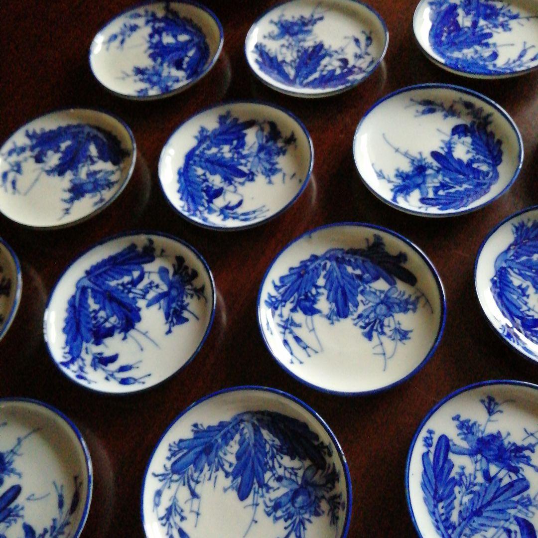 伊万里　染付草花紋小皿　16枚　11cm　幕末～明治期