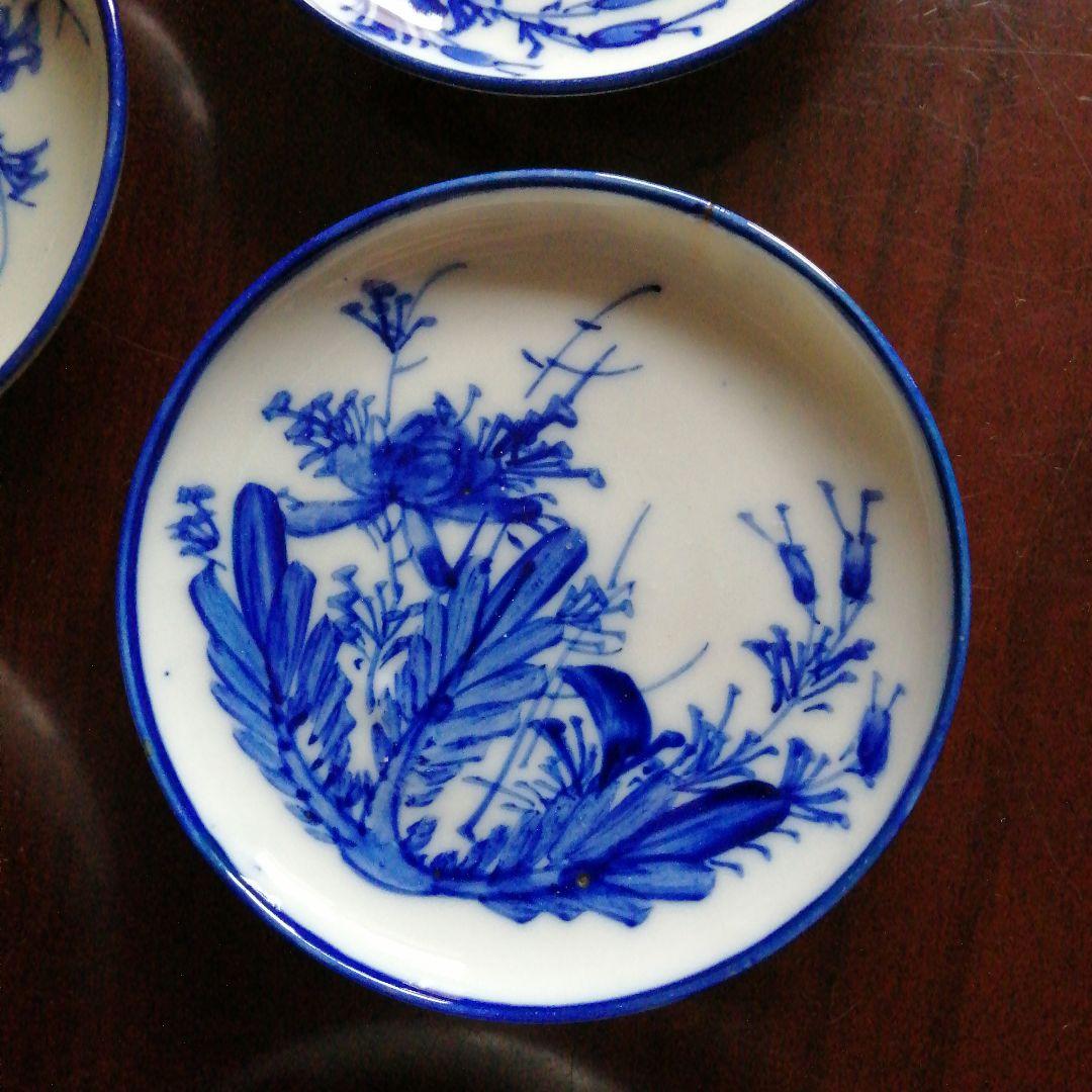 伊万里　染付草花紋小皿　16枚　11cm　幕末～明治期