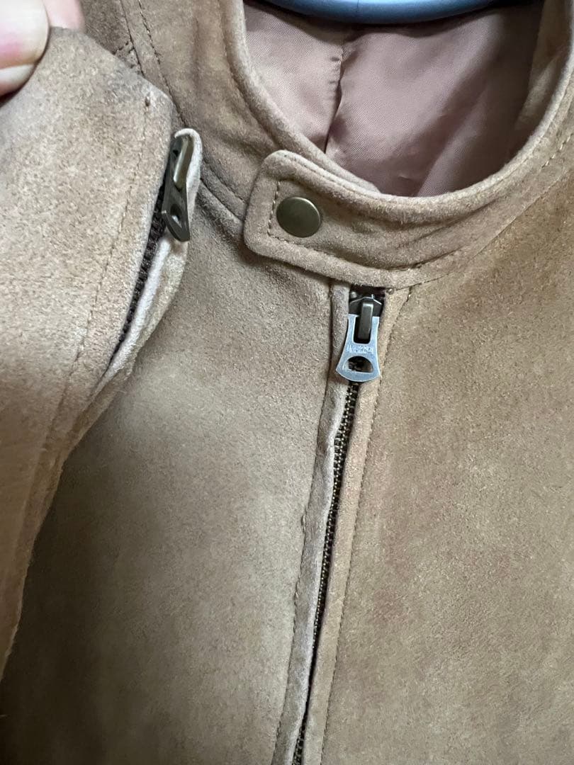 ビームス　beams ヤギ革　スェード　メンズ　シングルライダーズ　ベージュ　M